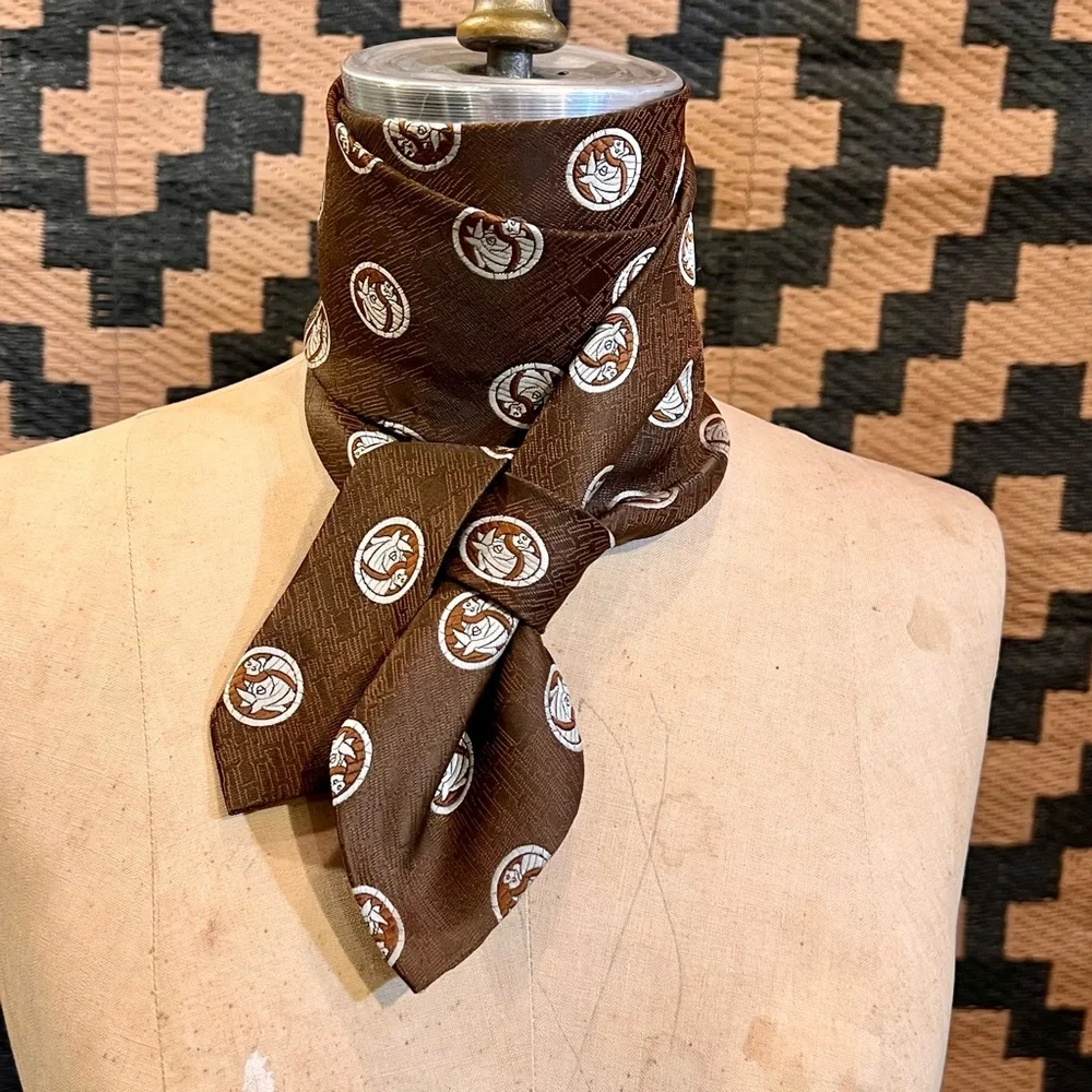 Vintage John Blair‎ brown horse tie equestrian western ranch country club 70s